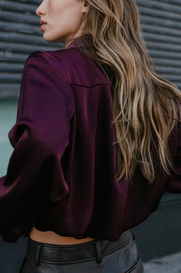 CHEMISE SATINÉE À MONTGOLFIÈRES - Bordeaux de Zara - Image 5