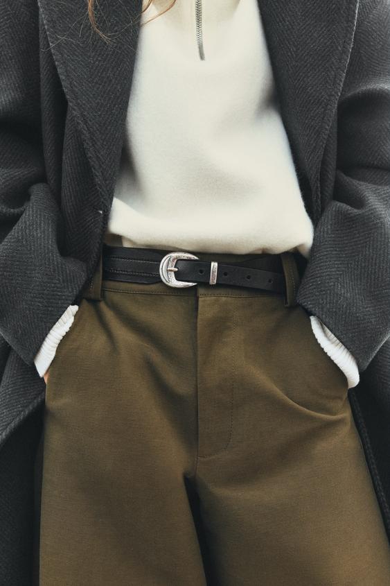 CINTURÓN cowboy piel 100% - Negro de Zara - Imagen 0