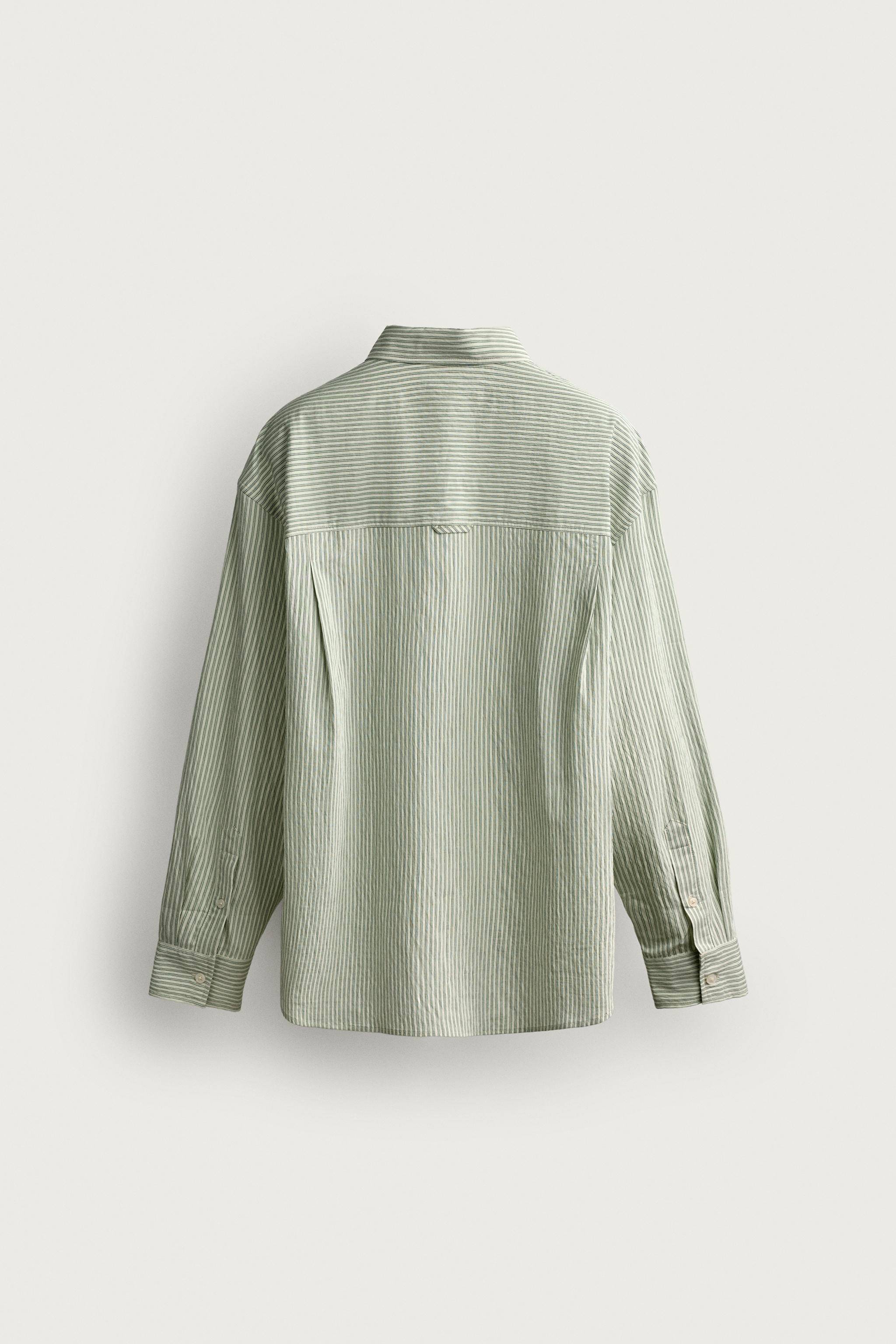 Мужские рубашки Zara STRIPED FLUID SHIRT — фото 7