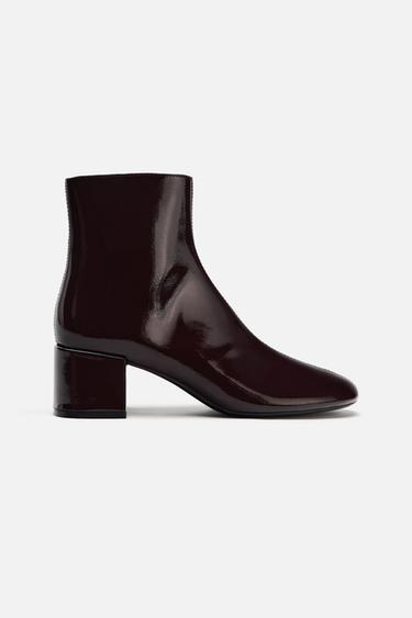 BOTÍN PUNTA REDONDA EFECTO ACHAROLADO - Rojo Burdeos de Zara