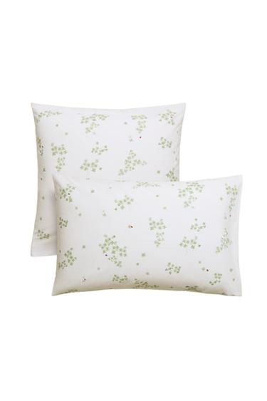 FEDERA GUANCIALE COTONE PERCALLE TRIFOGLI E COCCINELLE - Bianco sporco di Zara