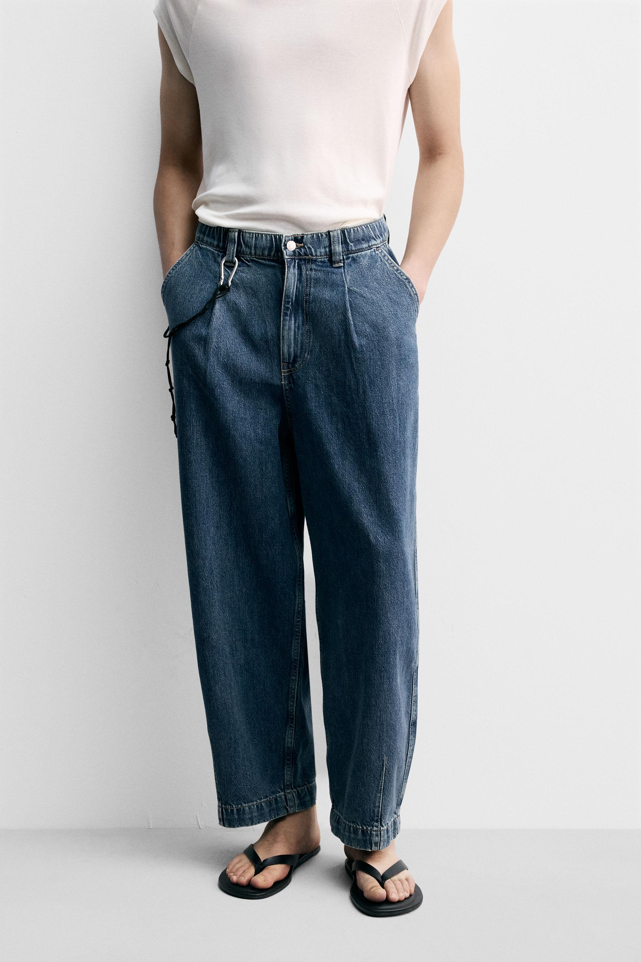 ZARA プリーツワイドレッグジーンズ 3991/433 プリーツワイドレッグジーンズ - インディゴブルー | ZARA Japan
