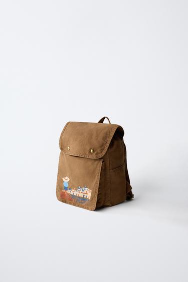 EMBROIDERED BACKPACK - Brown by Zara - Image 1
