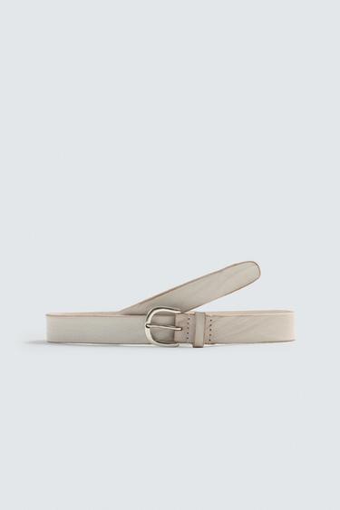 THẮT LƯNG DA HIỆU ỨNG WASH - Màu trắng ngà từ Zara