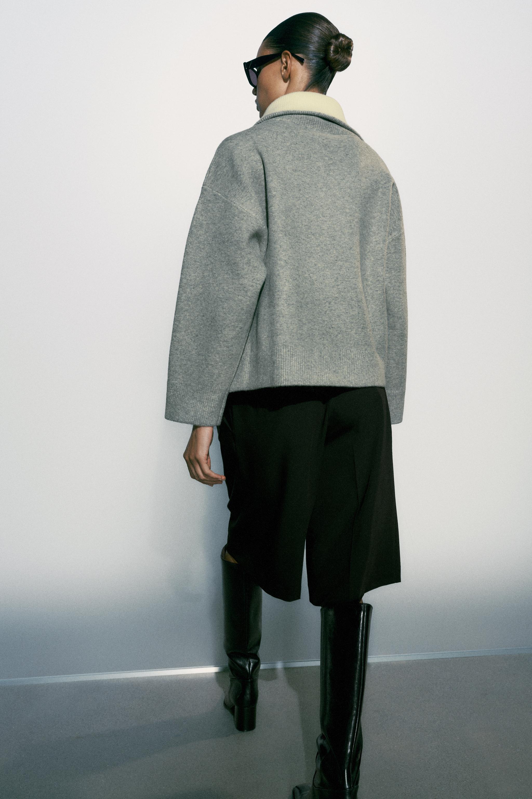 CONTRAST COLLAR CARDIGAN