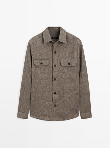 Zara Wool blend overshirt with pockets - Brown