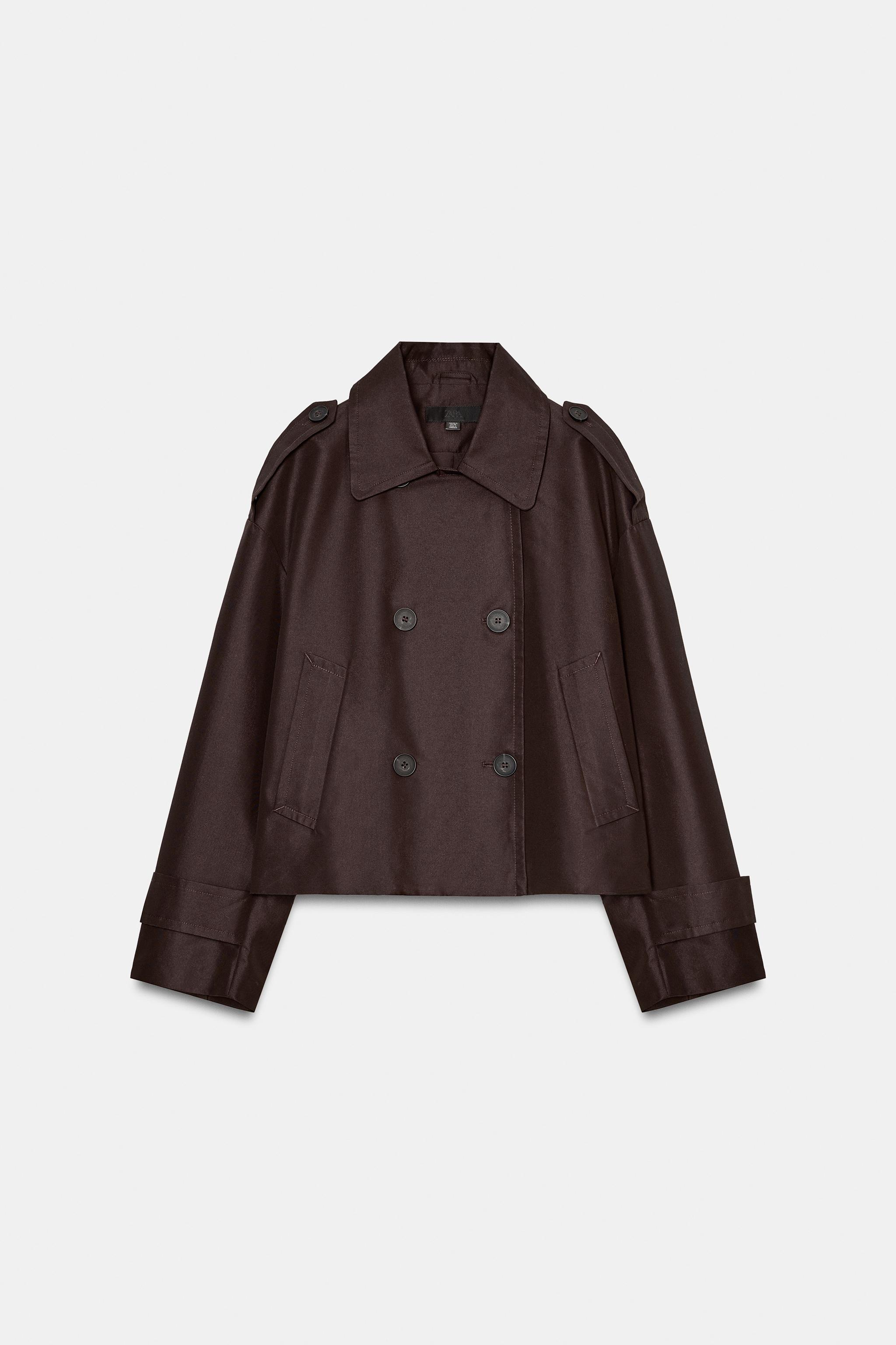 ショートダブルブレストトレンチコート - ブラウン | ZARA Japan / 日本