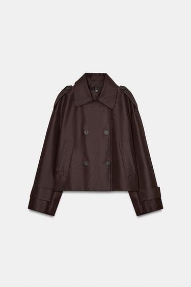 DOUBLE-BREASTED CROPPED TRENCH COAT - Brown by Zara - Image 0