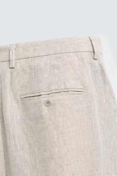100% LINEN SUIT TROUSERS - Light beige by Zara - Image 9