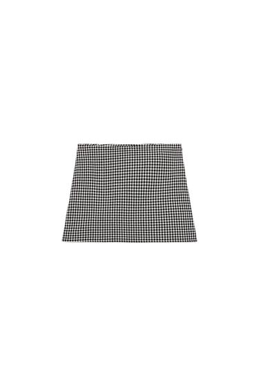 FALDA PANTALÓN CUADROS - Blanco / Negro de Zara