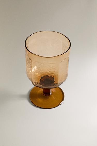 HAMMERED WINE GLASS - Orange by Zara - Image 1