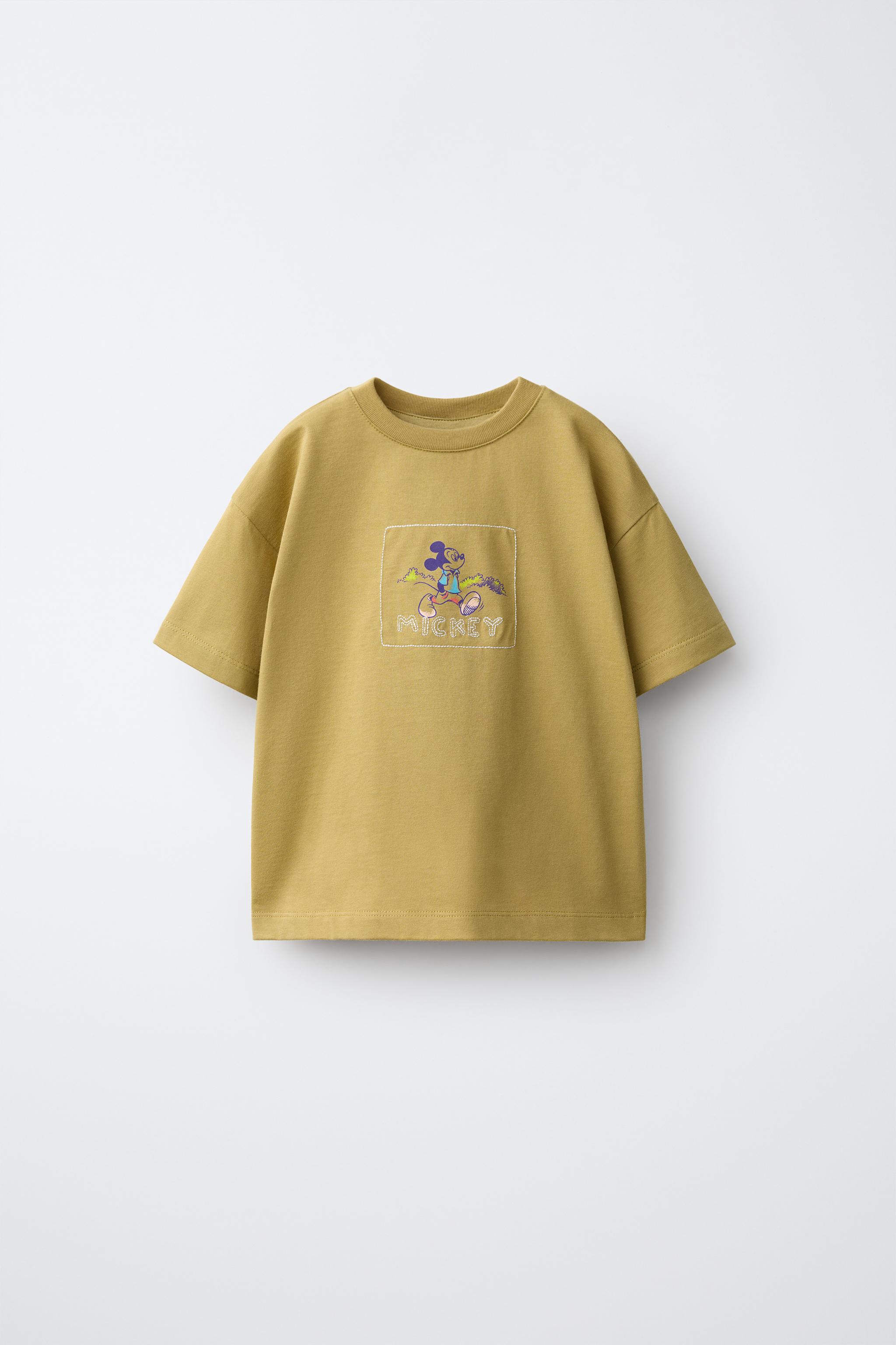 MICKEY MOUSE © DISNEY EMBROIDERED T-SHIRT — Olive green