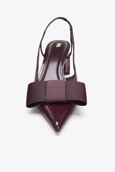 ZAPATO TACÓN DESTALONADO LAZO - Rojo Burdeos de Zara