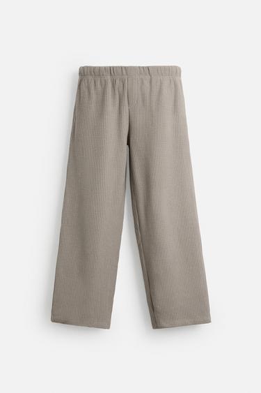 TEXTURED RELAXED FIT CHECK TROUSERS - Brown / Taupe by Zara