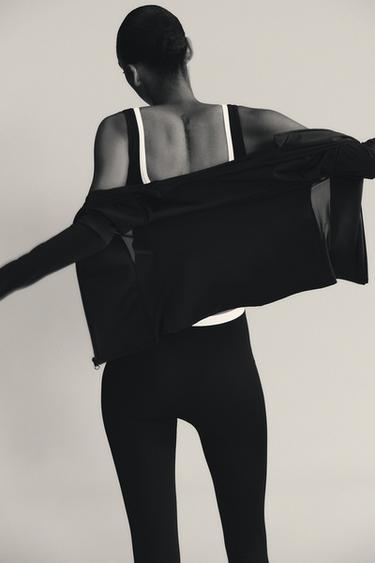 SPORTY DOUBLE EFFECT CROP TOP - Black / White by Zara - Image 4