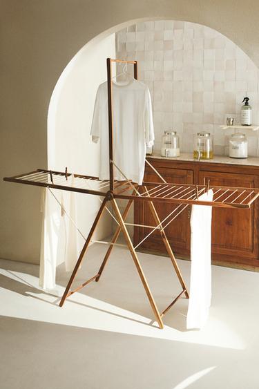 Zara VERTICAL METAL AND WOODEN CLOTHES HORSE - Light beige