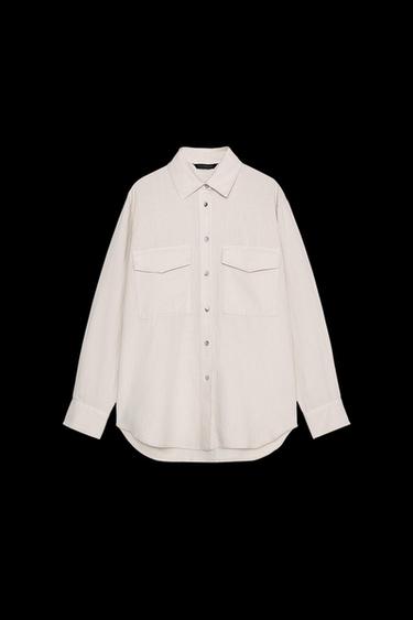 LINEN SHIRT WITH POCKETS ZW COLLECTION - Ecru by Zara - Image 0