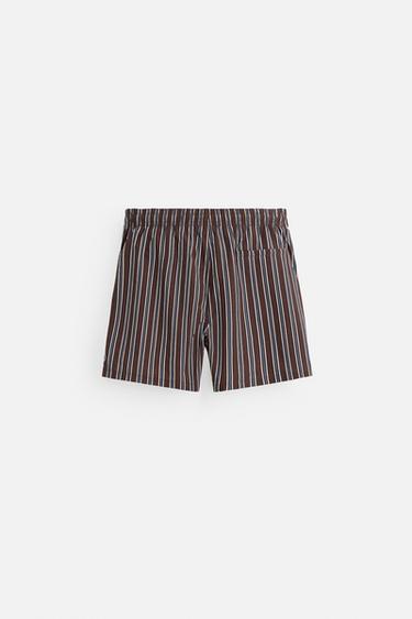 STRIPED MID-LENGTH SWIMMING TRUNKS - Burgundy by Zara - Image 7