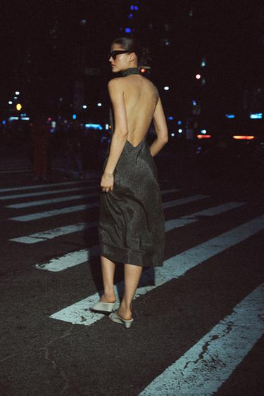 ROBE HALTER POIS ZW COLLECTION - Noir / Écru de Zara - Image 3