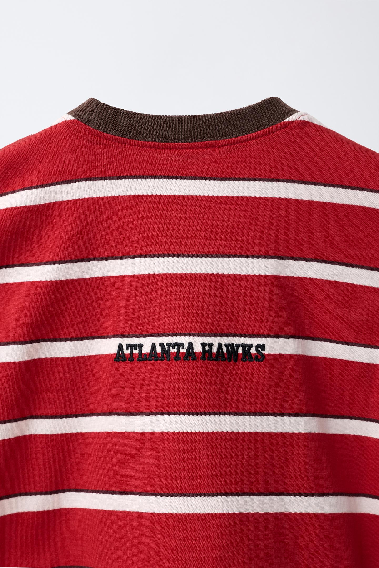 Детская футболка Zara NBA Atlanta Hawks Striped, цвет: Красный — фото 5