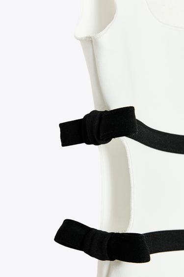 STRETCH DRESS WITH TIES - Black / White by Zara - Image 6