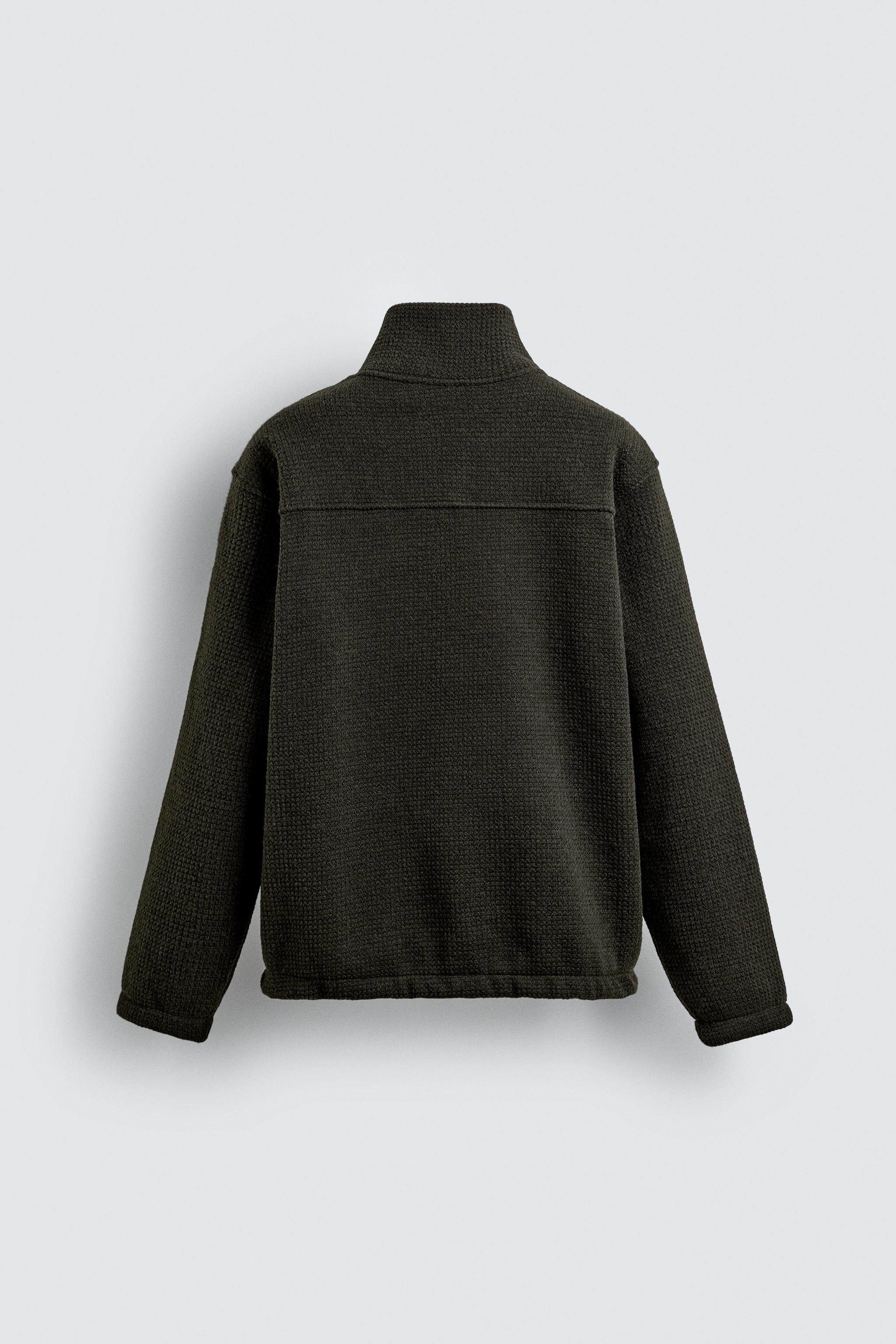 TEXTURED QUARTER-ZIP SWEATSHIRT - Dark green | ZARA Canada