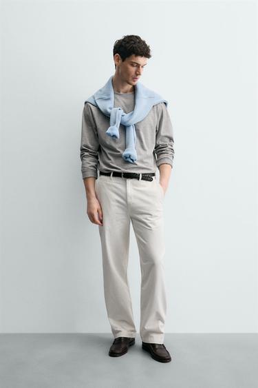 CAMISETA MEDIUM WEIGHT MANGA LARGA - Gris vigoré de Zara - Imagen 0