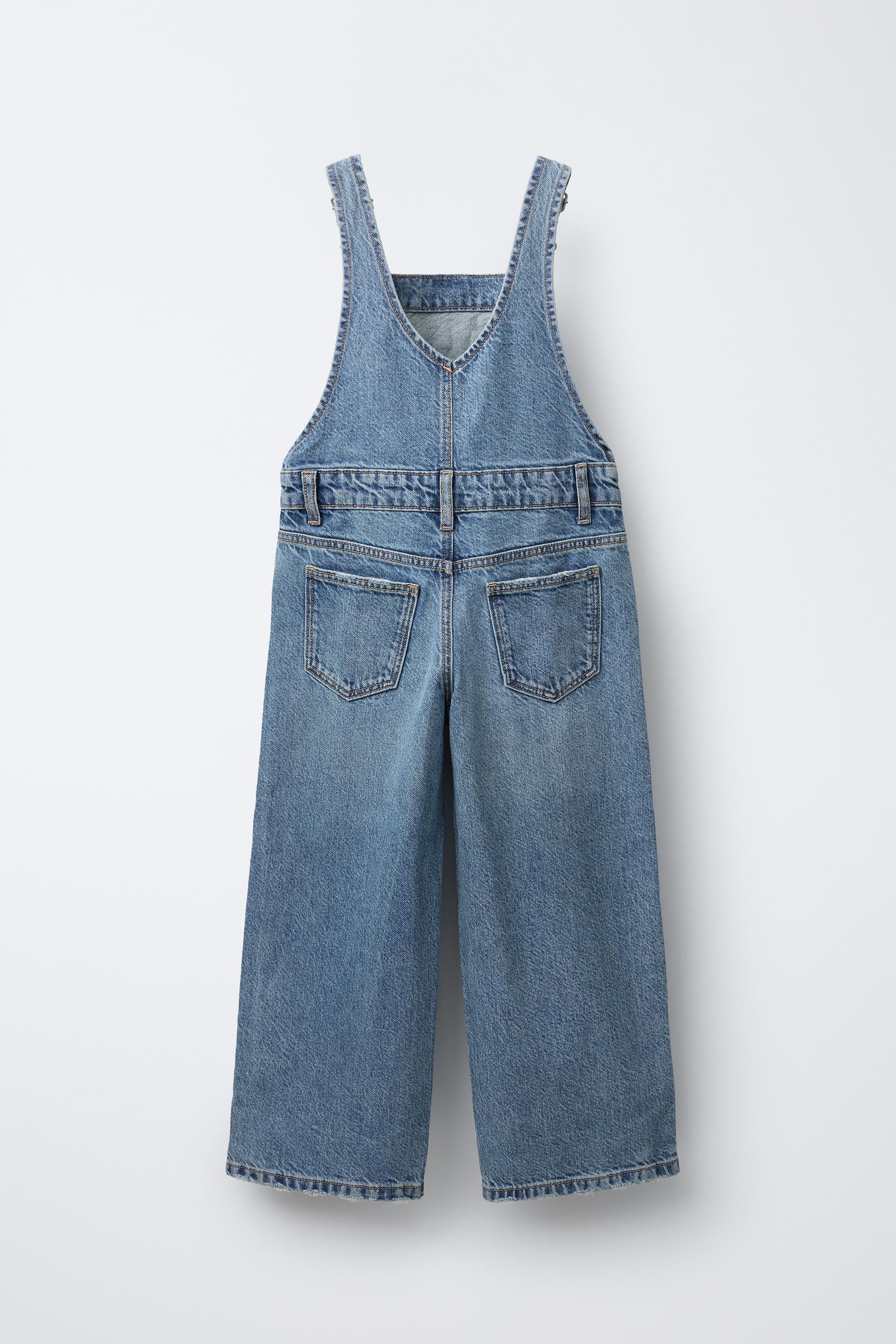 Jeans Zara Baby Girl Dungarees WIDE-LEG DENIM DUNGAREES Blue ZARA