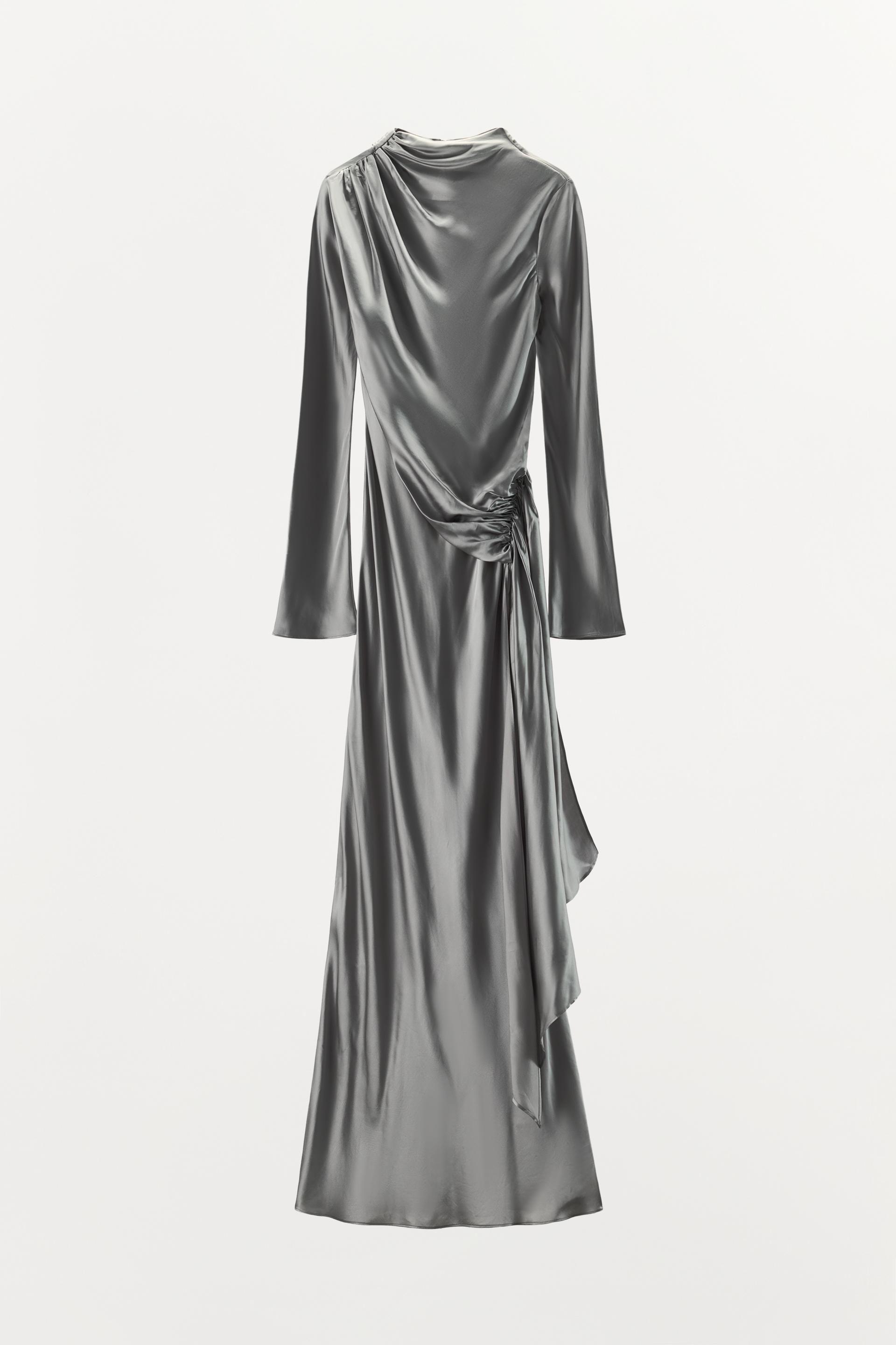 100% VISCOSE DRAPED MAXI DRESS thumbnail 5