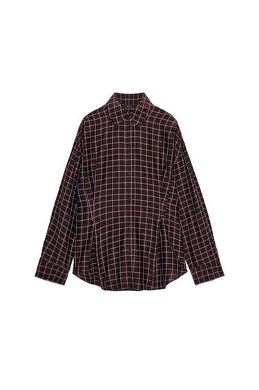 OVERSIZE CHECKS SHIRT - Brown / Ecru by Zara