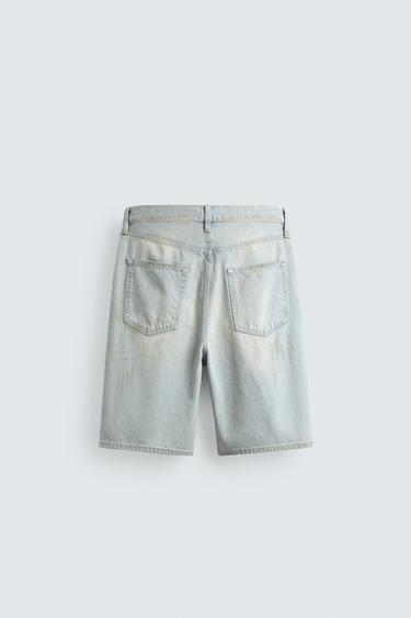 BERMUDA EN DENIM STRAIGHT FIT EFFET VINTAGE - Bleu clair de Zara - Image 7