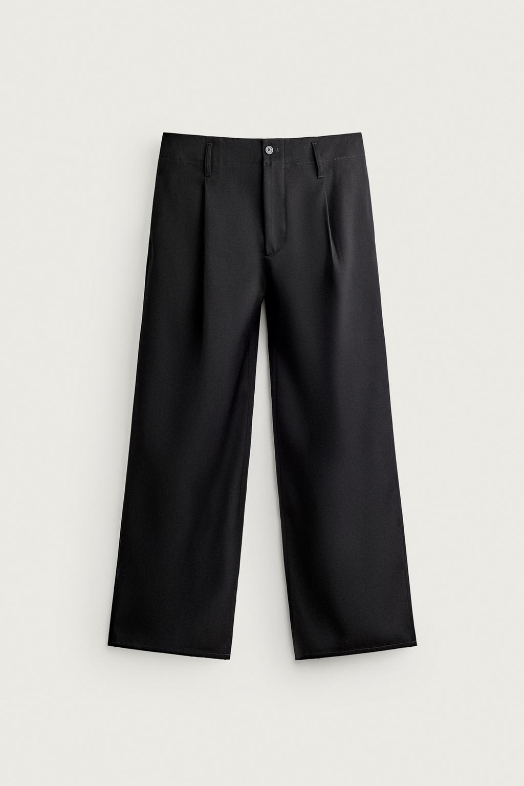 100% WOOL STRAIGHT-LEG SUIT TROUSERS