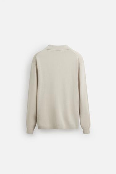 COTTON/HEMP KNIT POLO SHIRT - Sand by Zara - Image 7