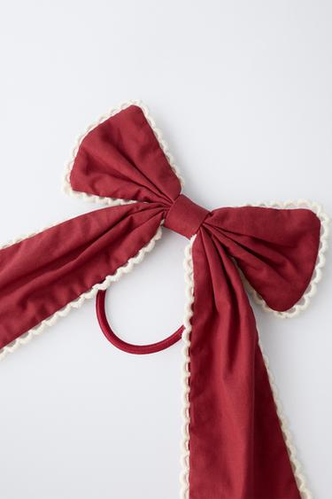 SCRUNCHIE WITH CONTRAST BOW DETAIL - Burgundy by Zara - Image 1