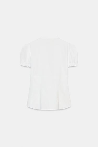 CHEMISE EN POPELINE AVEC OUVERTURE ET NŒUDS - Blanc de Zara - Image 5