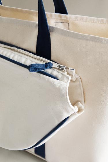 SAC TOILE COTON RAQUETTE TENNIS - Écru / Bleu de Zara - Image 5