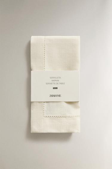 HEMSTITCHED COTTON NAPKIN - White by Zara - Image 4