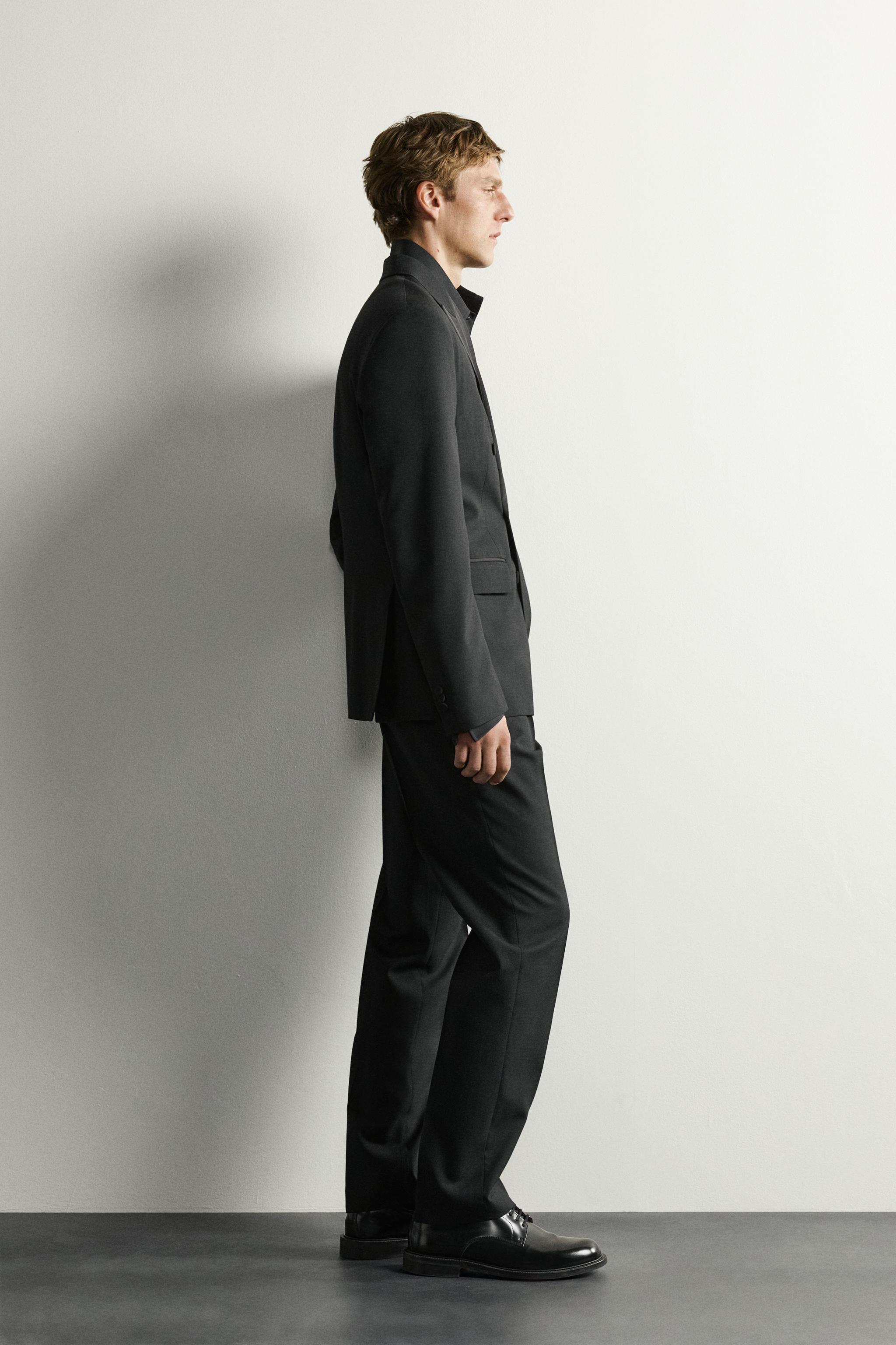 Мужские пиджаки Zara DOUBLE-BREASTED TUXEDO BLAZER — фото 4