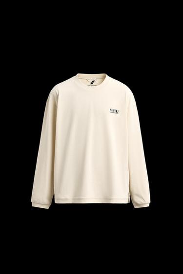 Zara COTTON TRAINING T-SHIRT - Cream