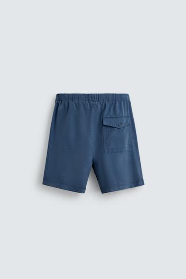BERMUDA COUPE DÉCONTRACTÉE LYOCELL - COTON - Bleu de Zara - Image 7