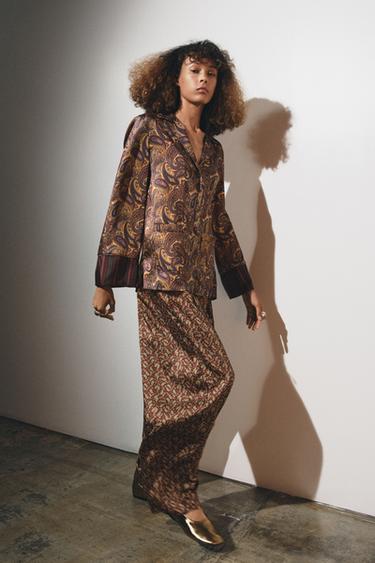 ZW COLLECTION PAISLEY SHIRT AND TROUSERS SET - Wine by Zara - Image 0