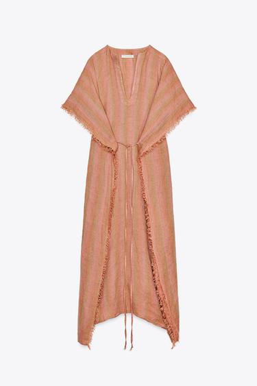 ZW COLLECTION MULTI-POSITION 100% LINEN KAFTAN - Multicoloured by Zara - Image 8