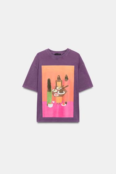 CAMISETA ESTAMPADA EFECTO LAVADO MANUJA WALDIA - Lila de Zara