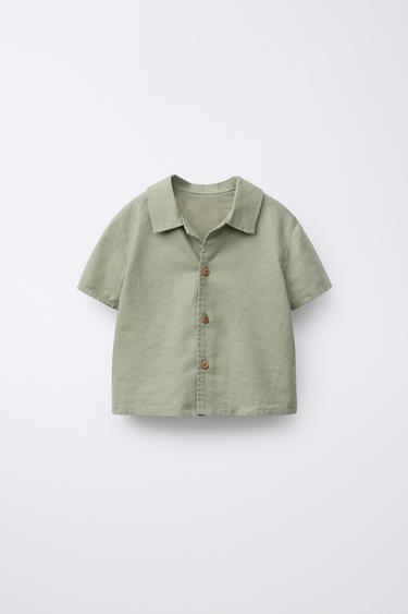 LINEN BLEND SHIRT - Khaki by Zara - Image 0