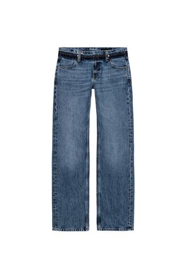 Zara ZW COLLECTION LOW-RISE STRAIGHT LEG JEANS - Blue