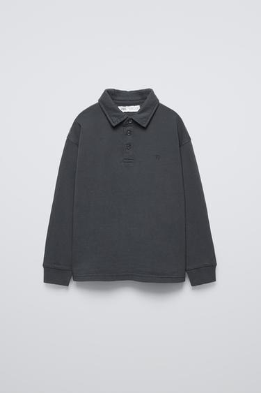 Zara WASHED EFFECT POLO - Dark gray