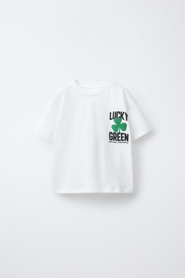 RAISED PRINT T-SHIRT - Green by Zara - Image 0