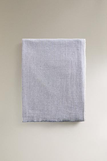 STRIPED COTTON BLANKET - Blue by Zara