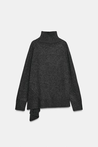 WOOL JUMPER WITH ASYMMETRIC HEM - Dark grey by Zara - Image 6