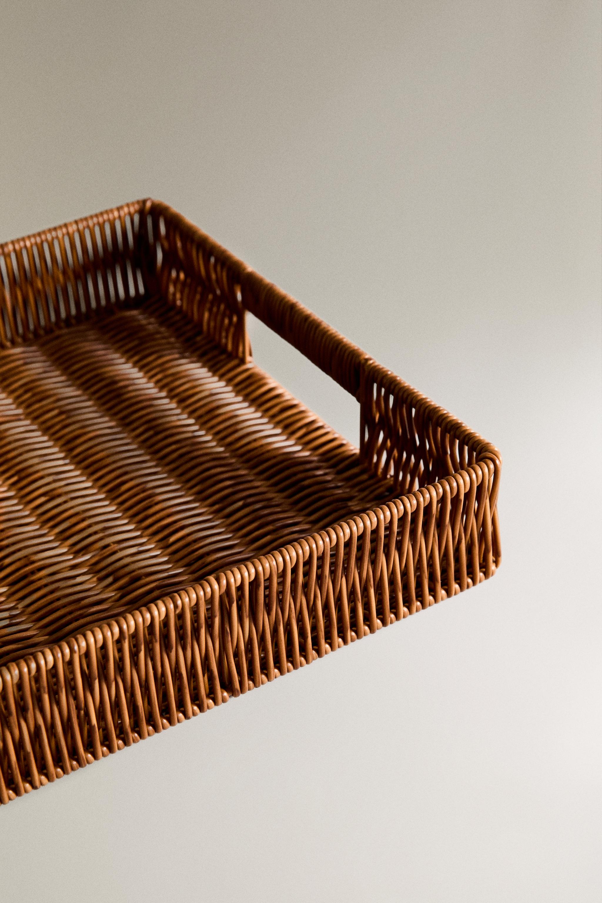 LARGE RECYCLED PLASTIC RECTANGULAR BASKET — Brown